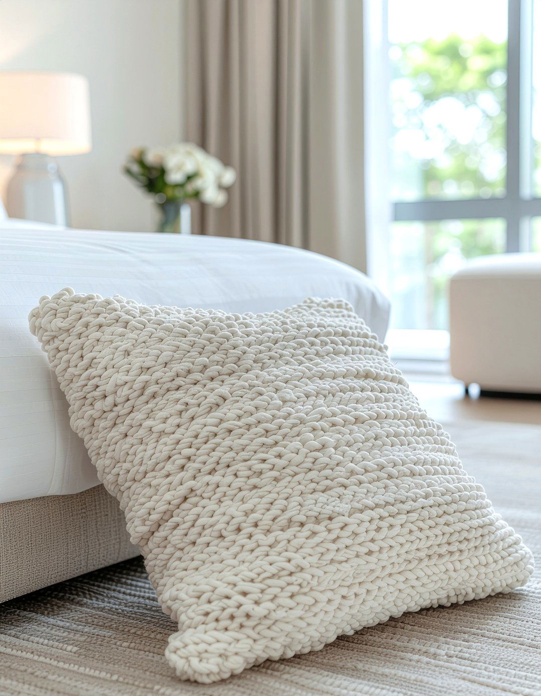 Boucle textured pillow - 30 bedroom decorative pillows
