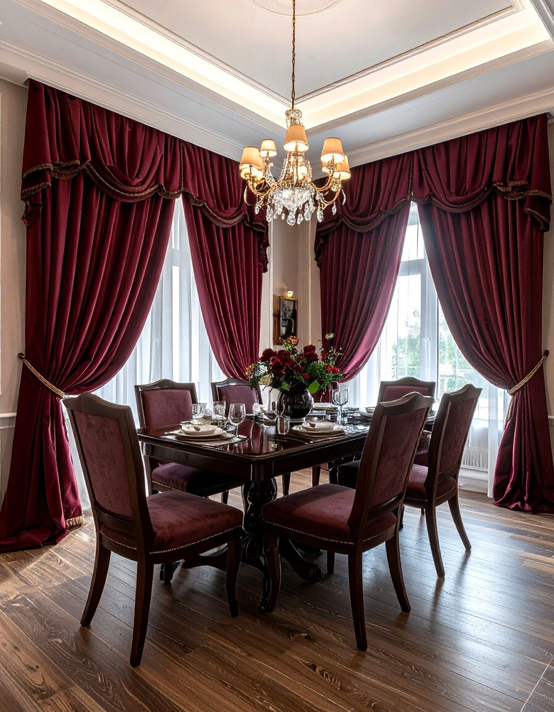 Box pleat formal dining room curtains - 30 drape ideas