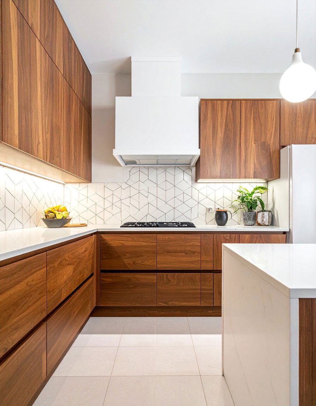 Boxy white vent hood - 30 white hood kitchen ideas