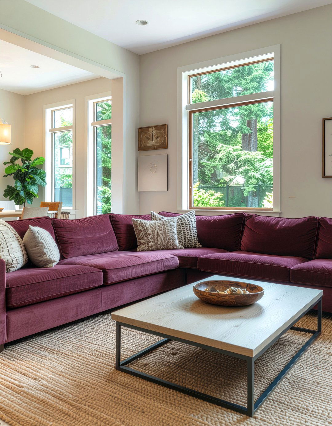 Boysenberry sectional - 30 berry living room ideas