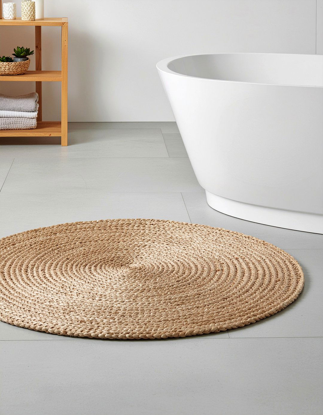 Braided Jute Rug - 30 bathroom textile accent ideas