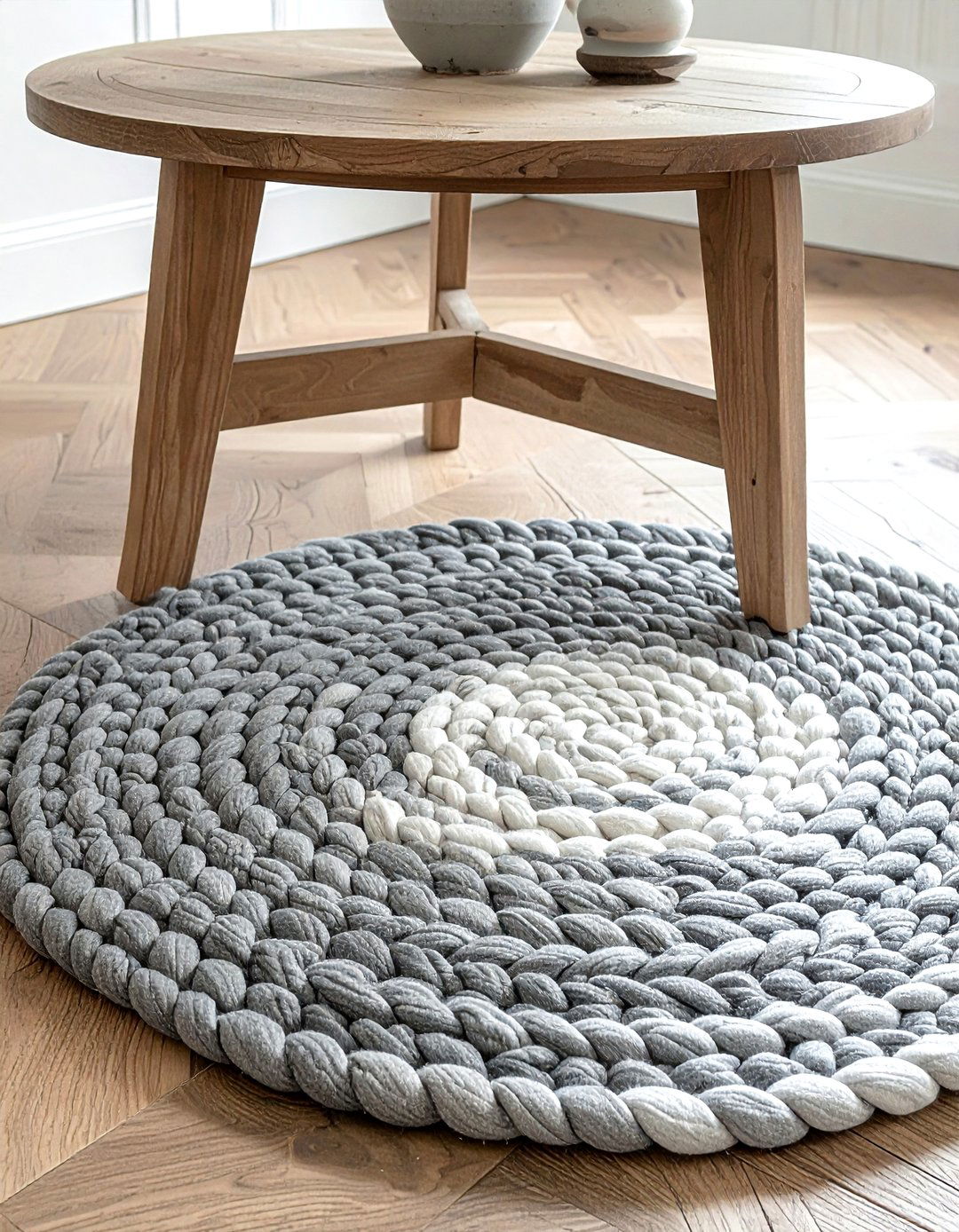 Braided Wool Rug - 30 soft texture living room ideas