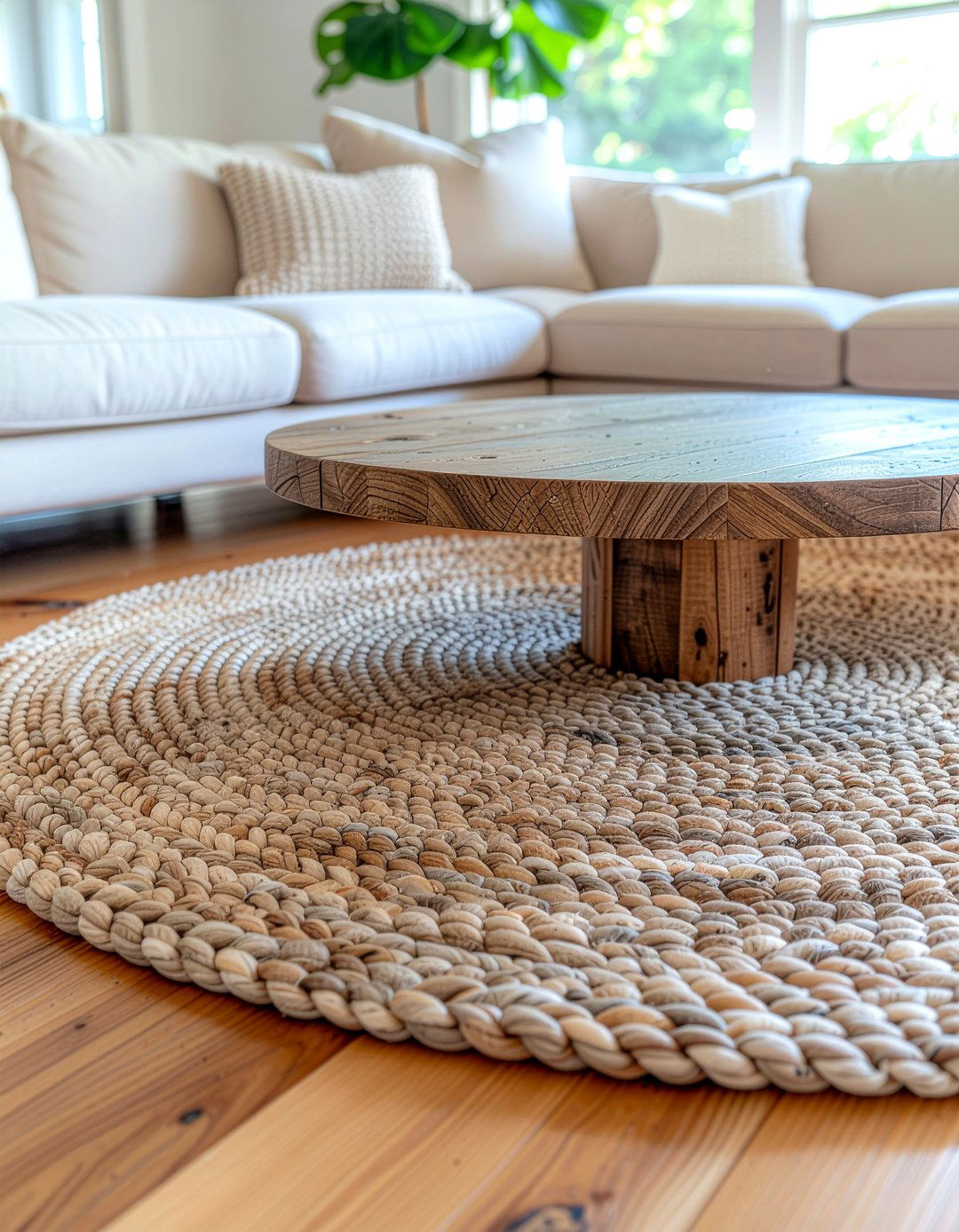 Braided Wool Rug - 30 wool living room ideas