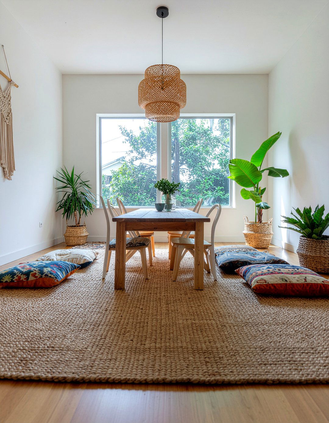 Braided jute rug for bohemian dining room - 30 jute rug dining room ideas