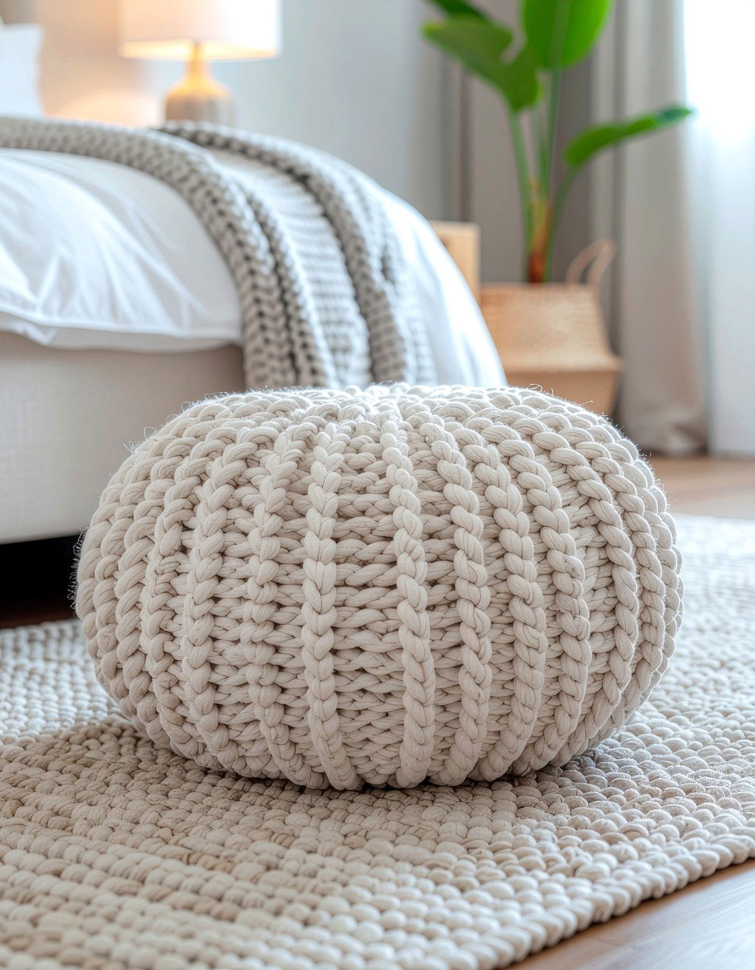 Braided pouf - 30 bedroom poufs