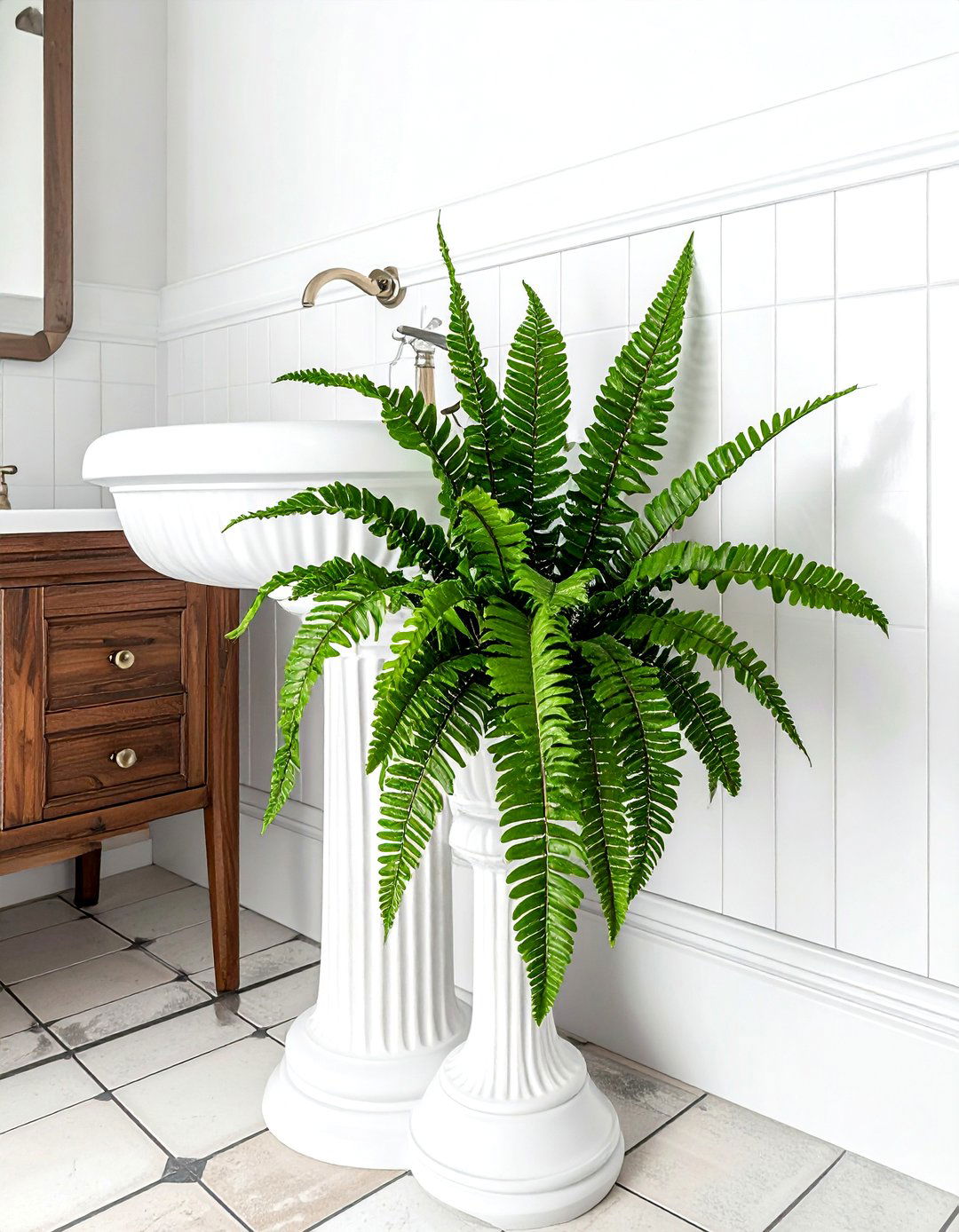 Brake Fern Pedestal Sink - 30 bathroom fern ideas