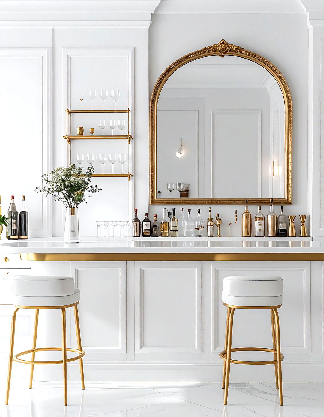 Brass Accent Dry Bar - 30 dining room dry bar ideas