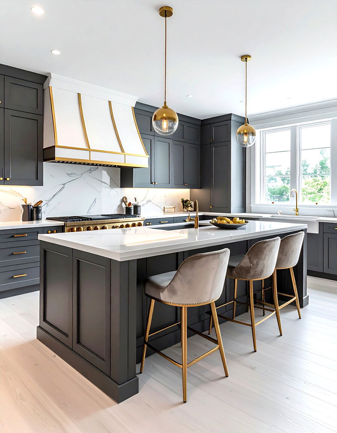 Brass Accent Kitchen Island - 30 kitchen island with seating ideas