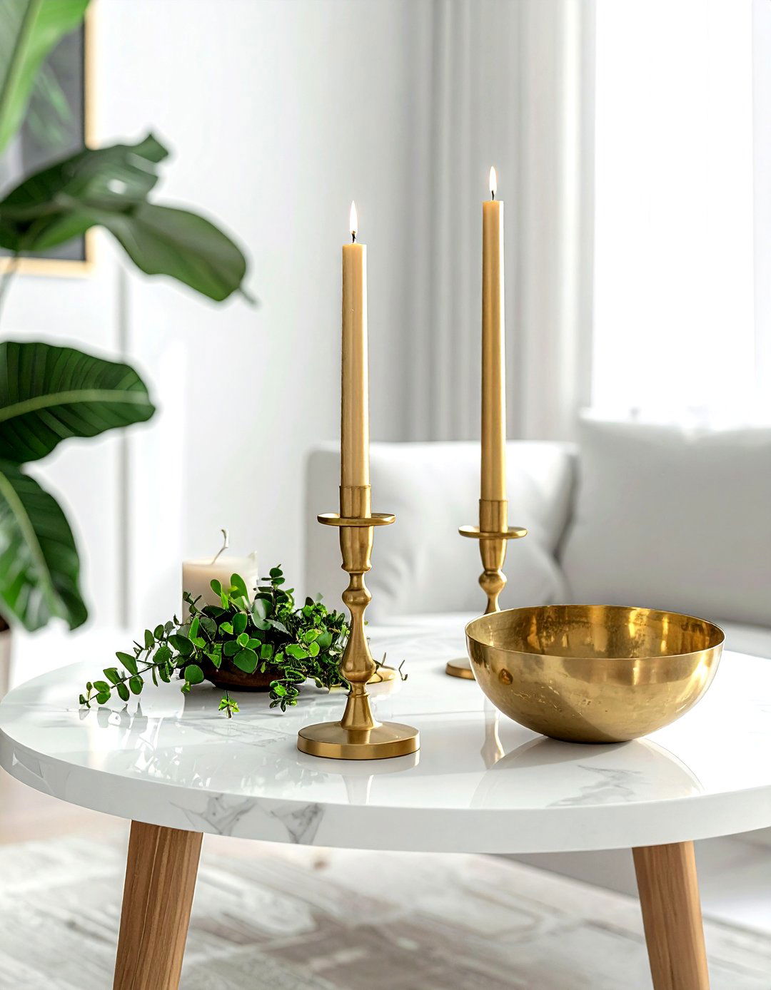 Brass Accent - 30 living room tablescape ideas