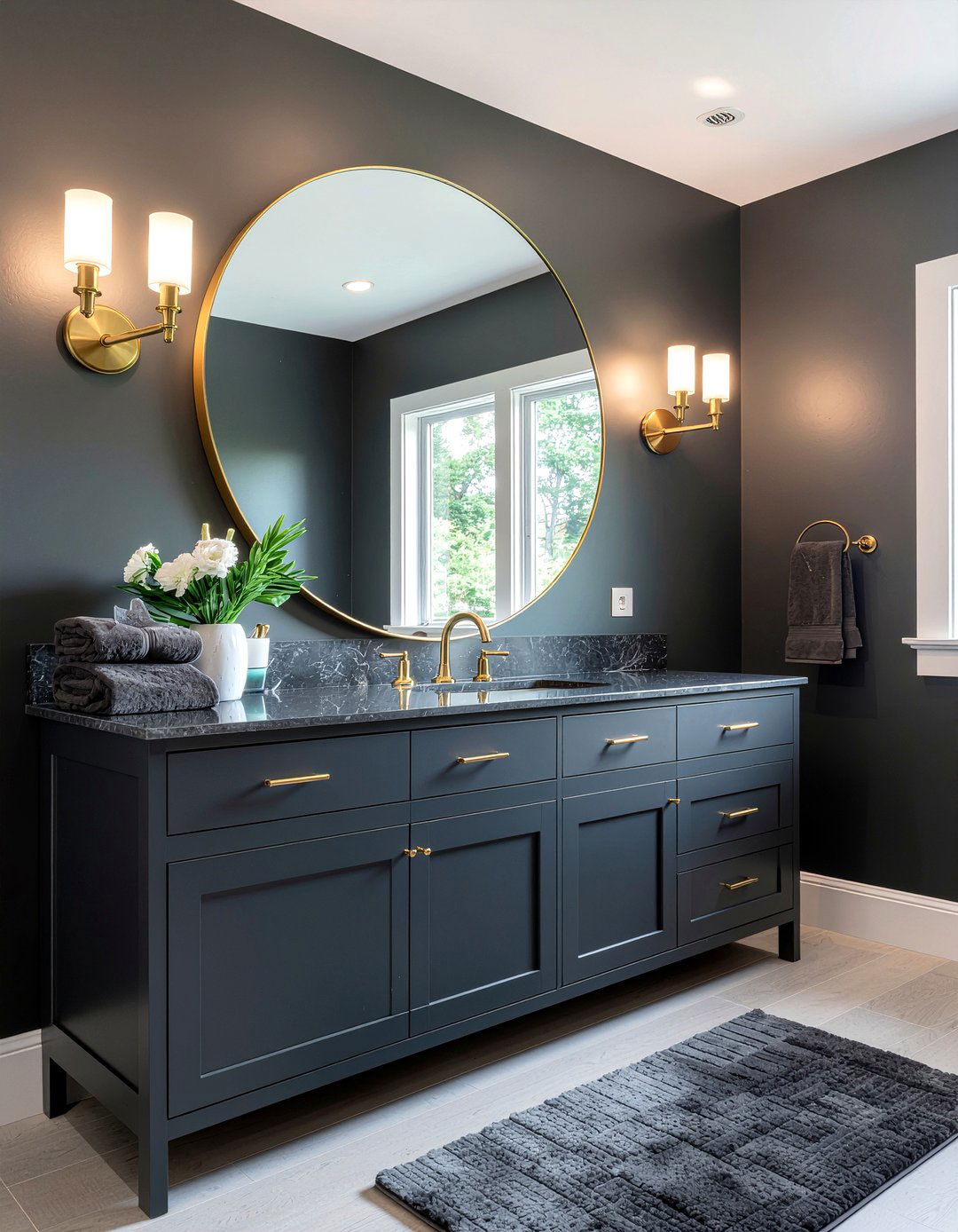Brass Accents Dark Bathroom - 30 moody bathroom ideas