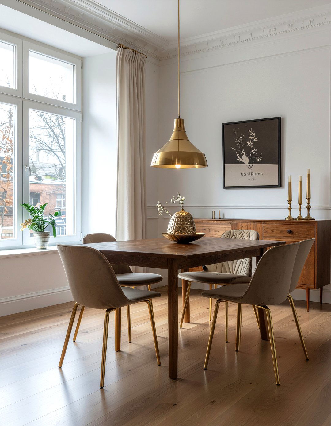 Brass Accents Dining Room - 30 retro dining room ideas