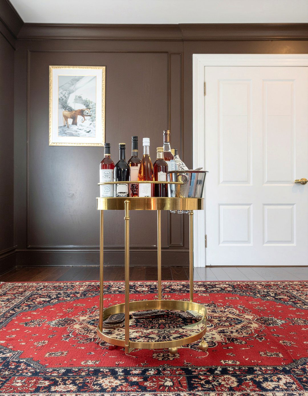 Brass Bar Cart - 30 dining room bar cart ideas