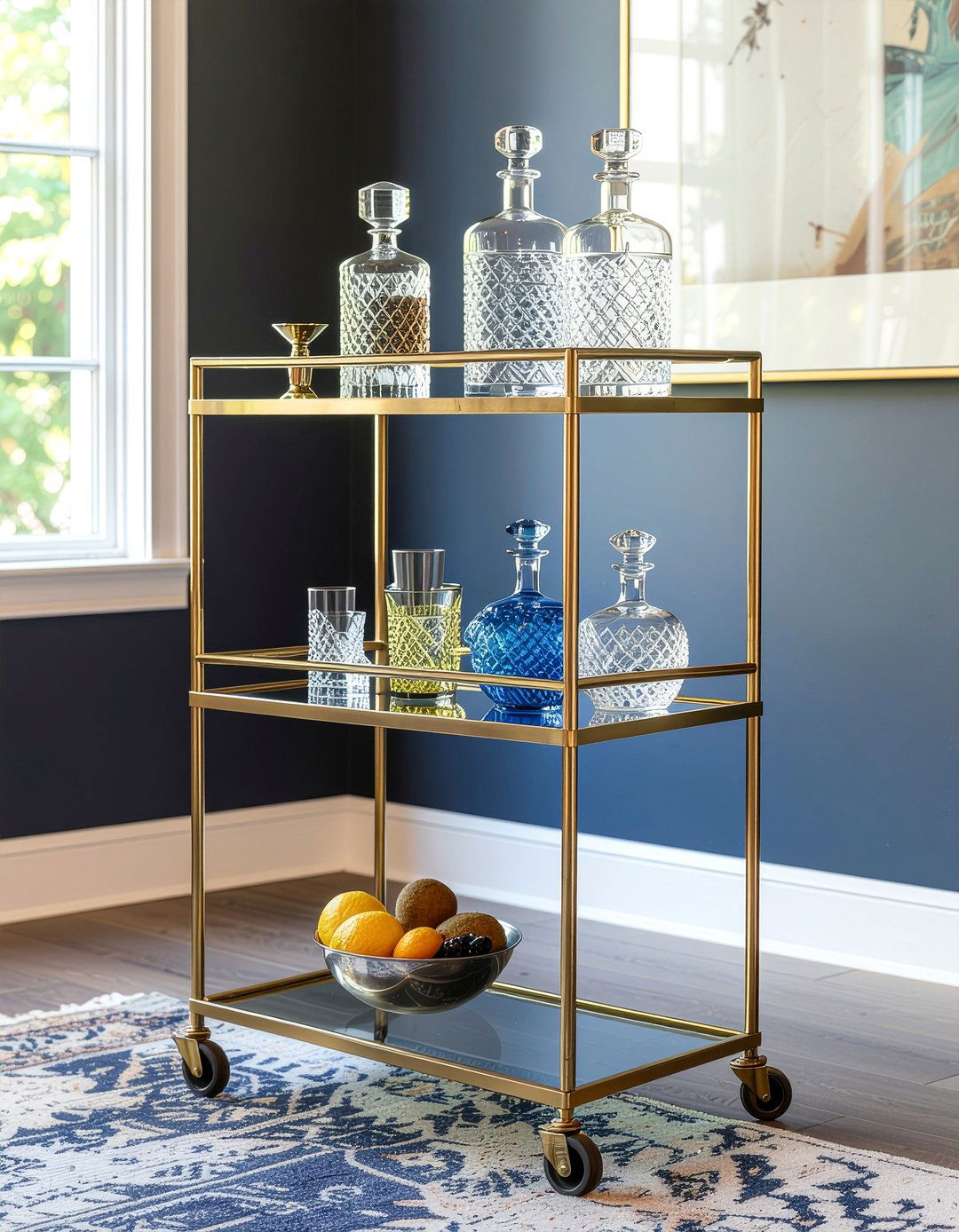Brass Bar Cart - 30 living room brass furniture ideas