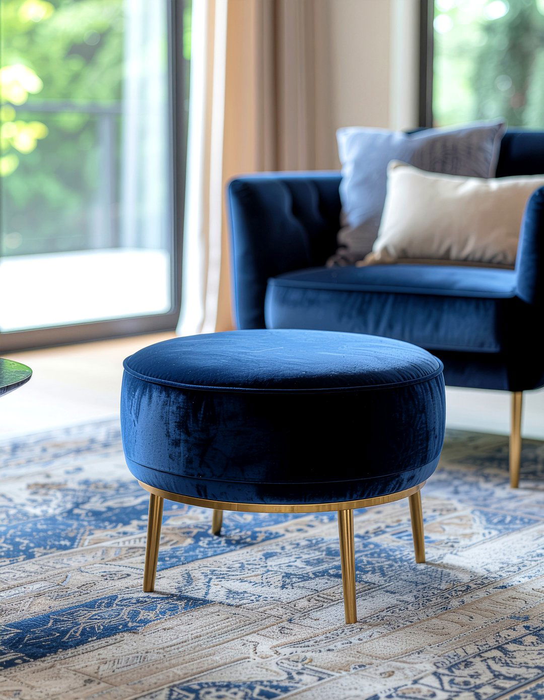 Brass Base Ottoman - 30 living room brass furniture ideas