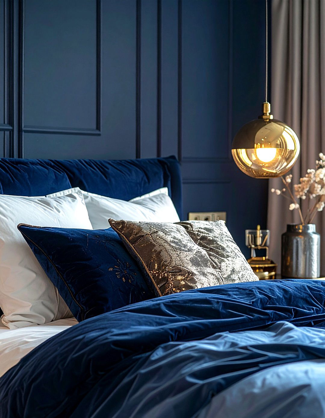 Brass Bedside Pendant - 30 bedroom pendant lighting ideas