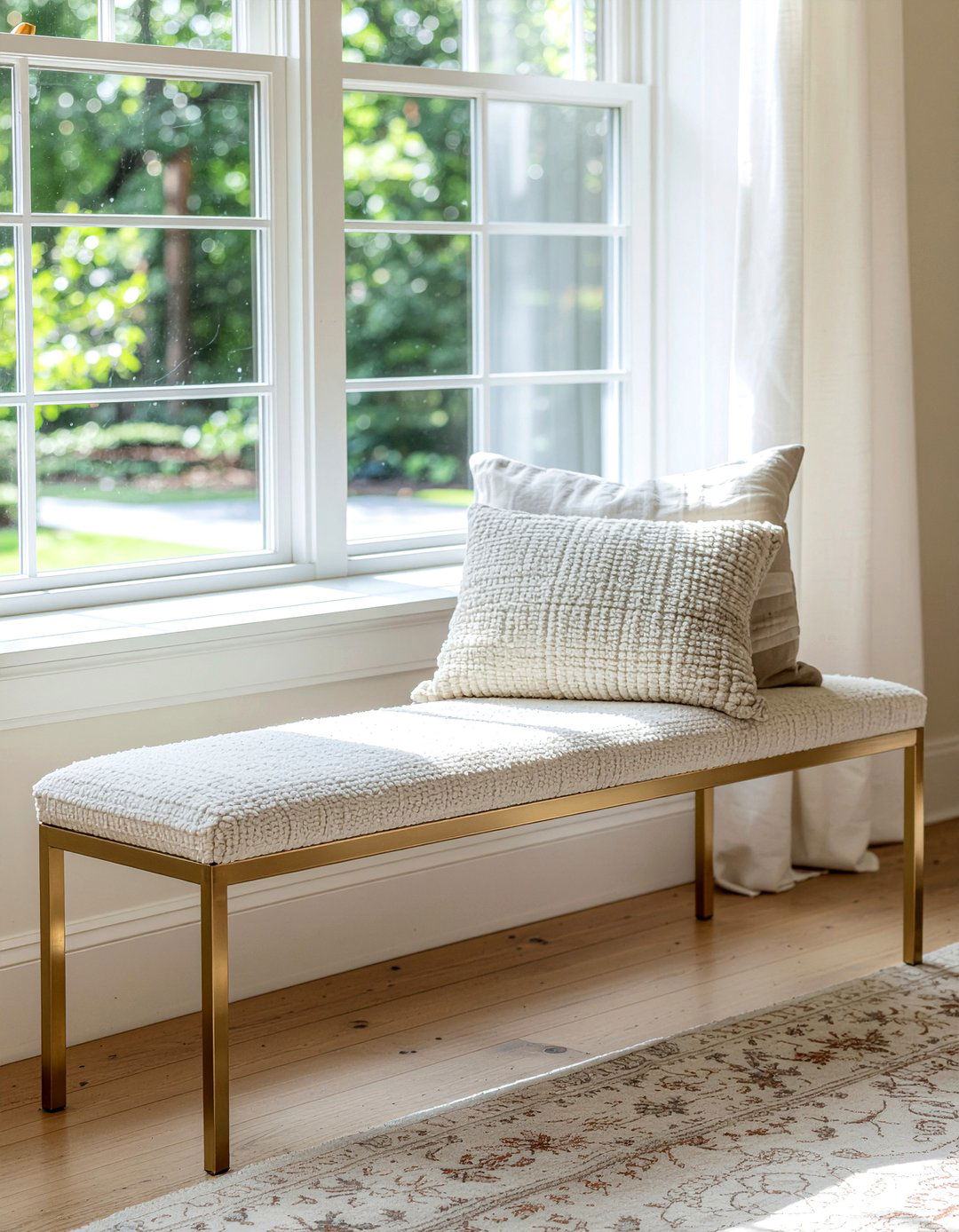 Brass Bench - 30 living room brass furniture ideas