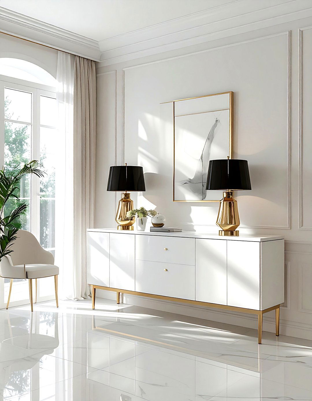 Brass Buffet Lamp - 30 brass accent dining room ideas