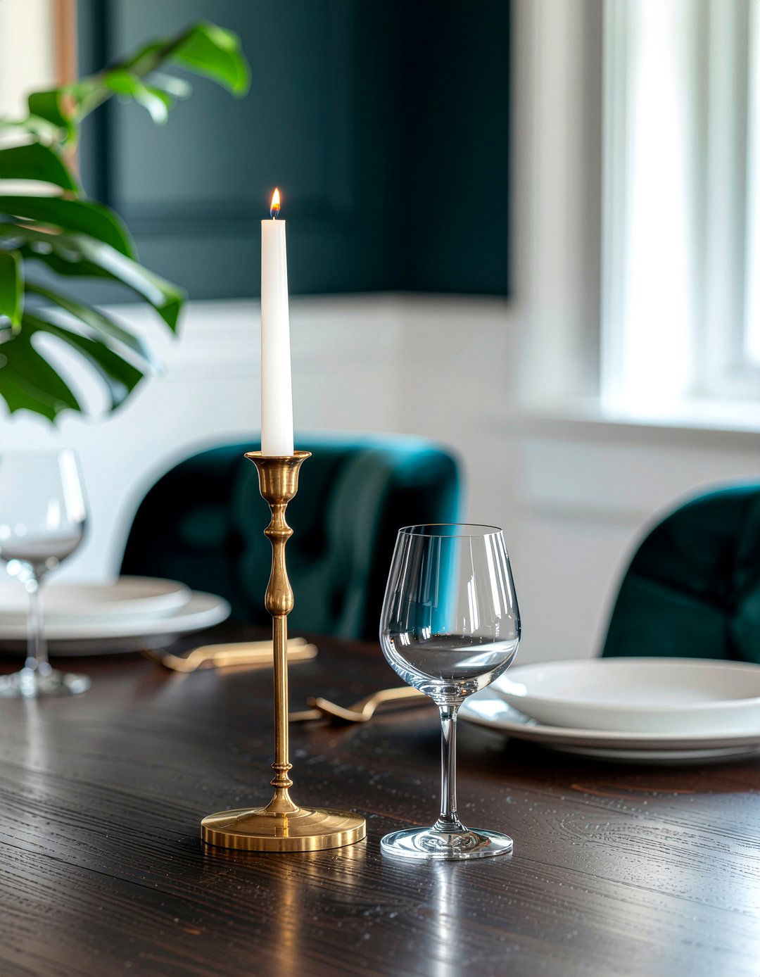 Brass Candle Holder - 30 minimalist centerpiece dining ideas