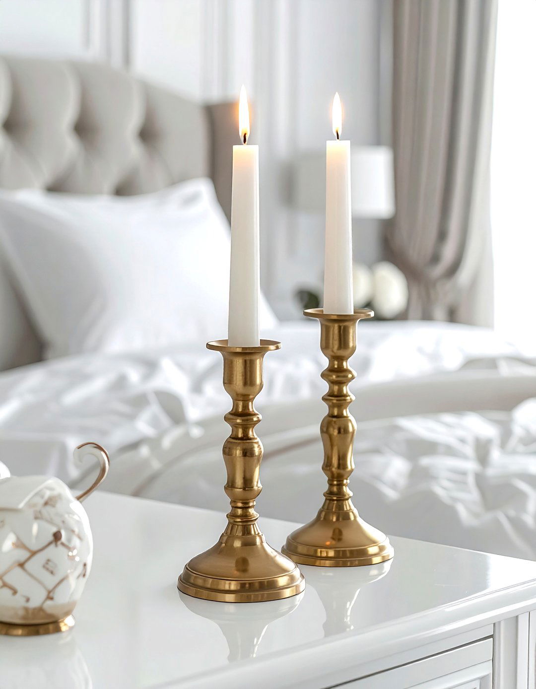 Brass Candle Holder - 30 thrifted bedroom ideas