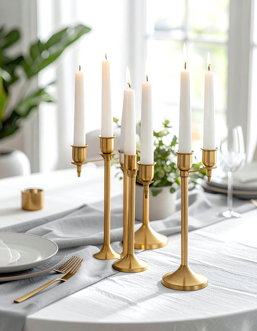 Brass Candlestick Holder - 30 brass accent dining room ideas