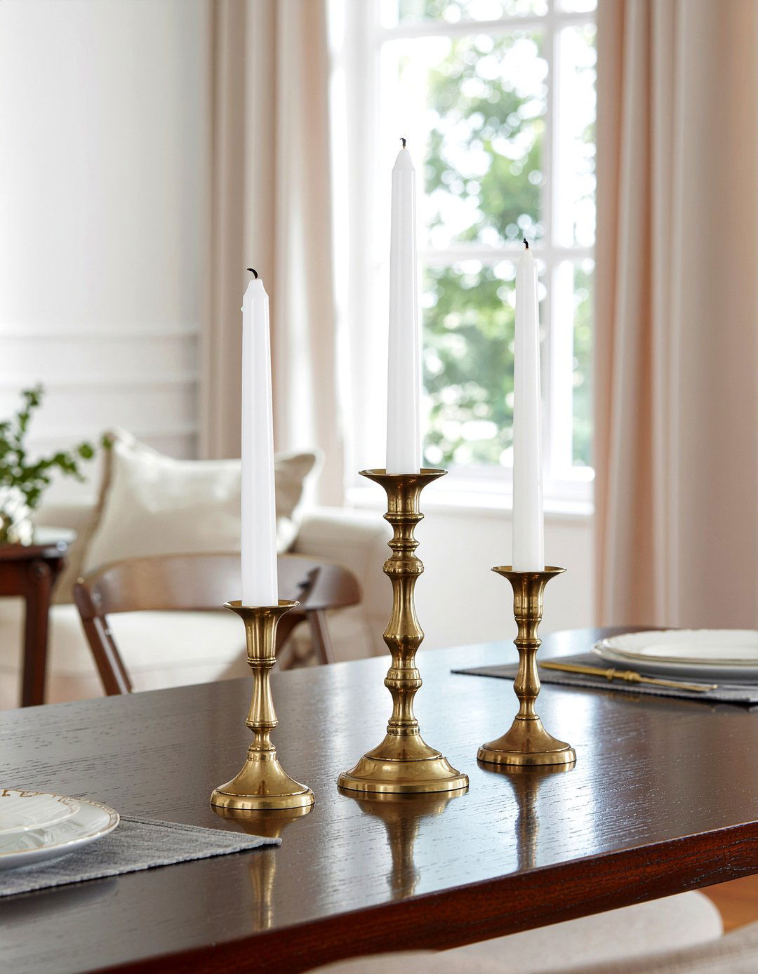 Brass Candlestick Set - 30 living room vignette ideas