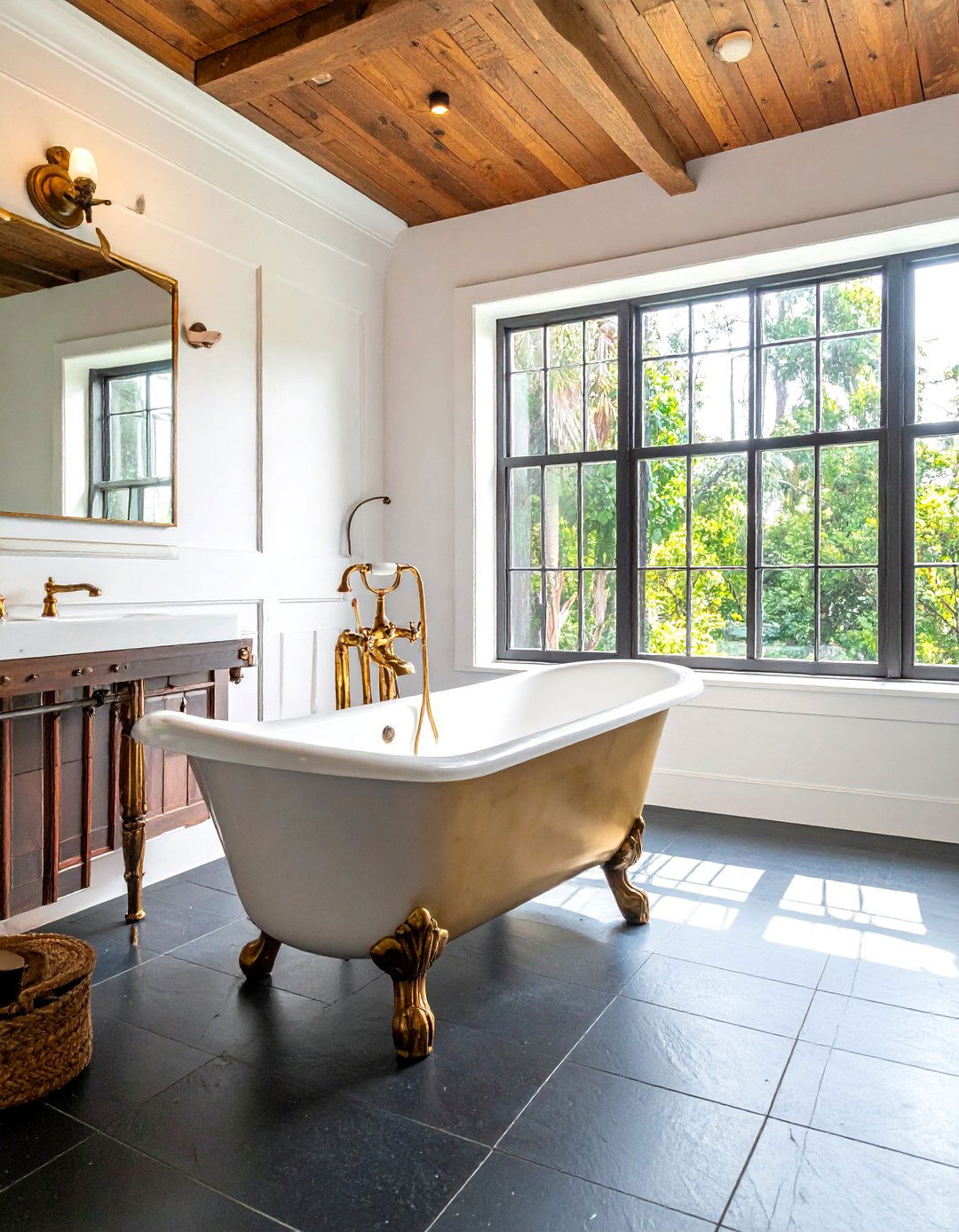 Brass Clawfoot Tub - 30 brass bathroom ideas