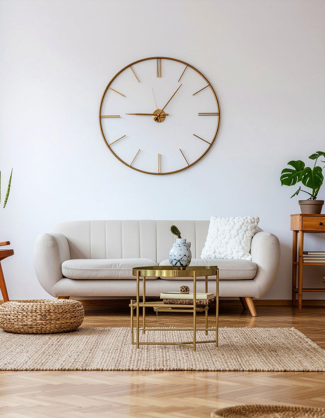 Brass Clock - 30 brass accent living room ideas