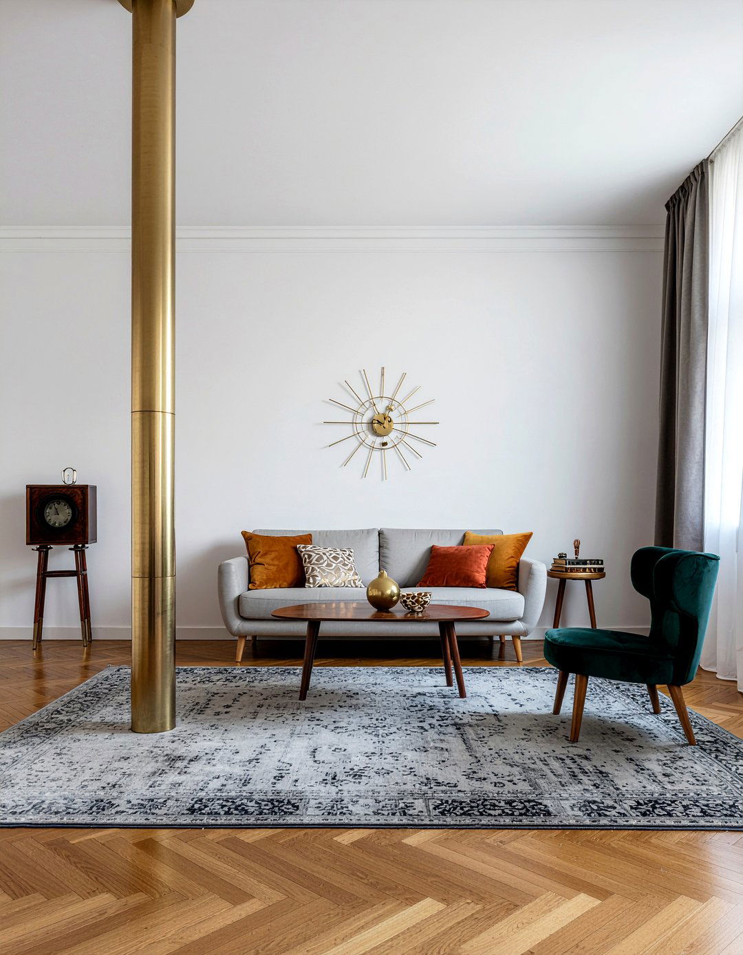 Brass Column - 30 living room column ideas
