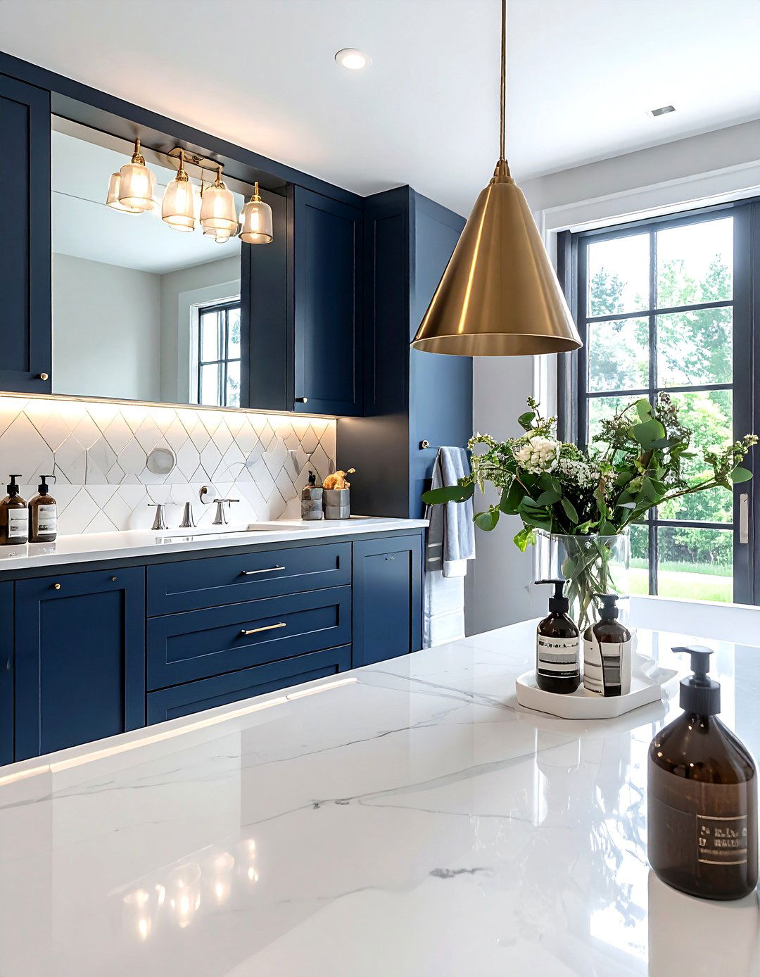 Brass Cone Pendant - 30 bathroom pendant lighting ideas