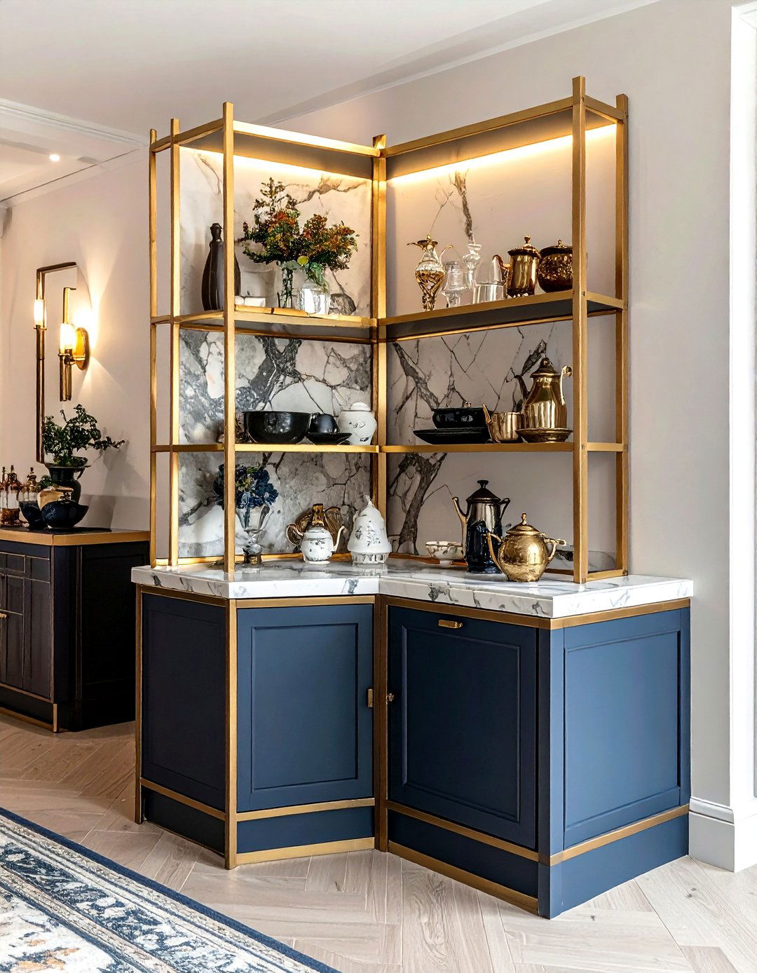 Brass Corner Shelving Unit - 30 dining room corner shelving ideas