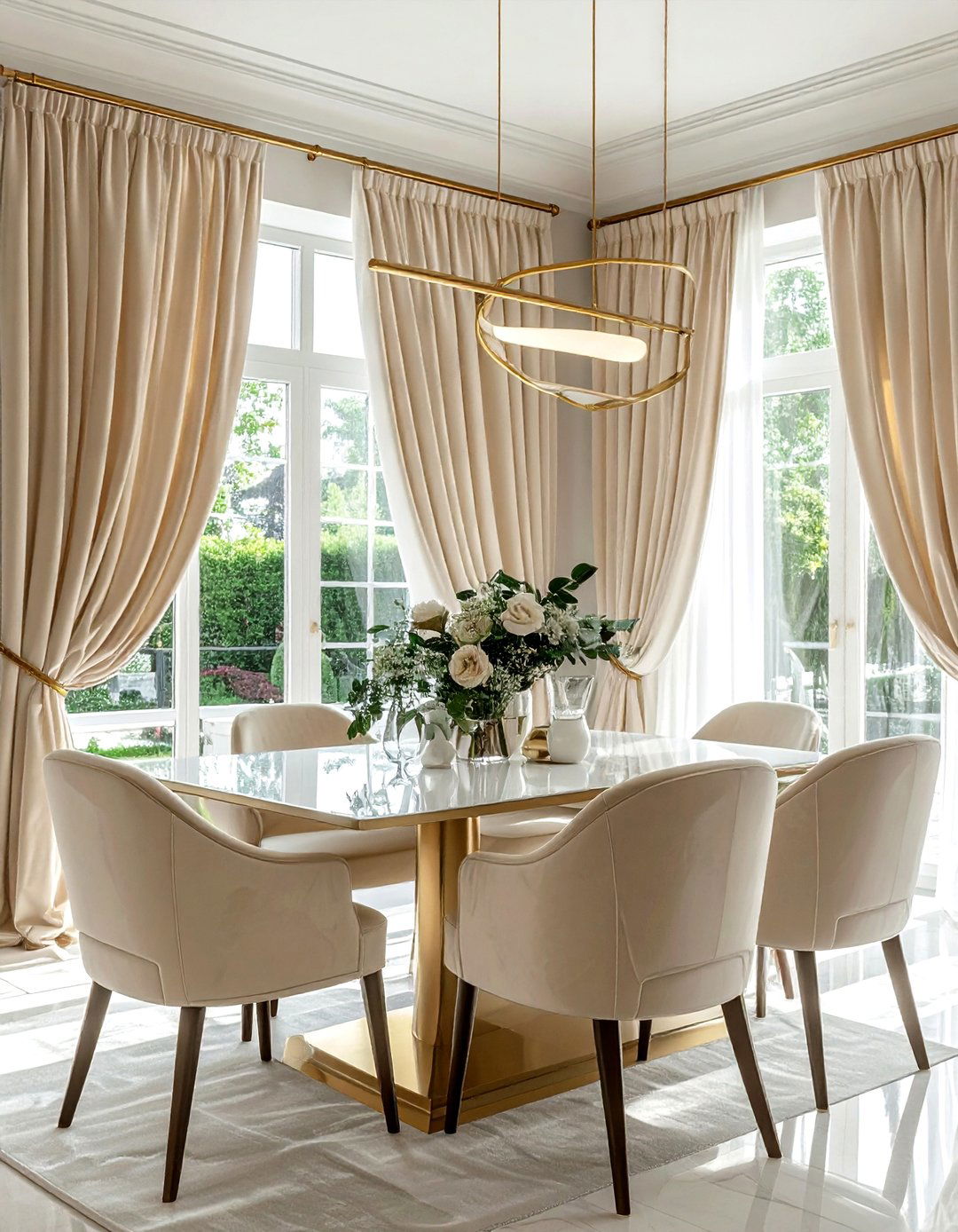 Brass Curtain Rod - 30 brass accent dining room ideas