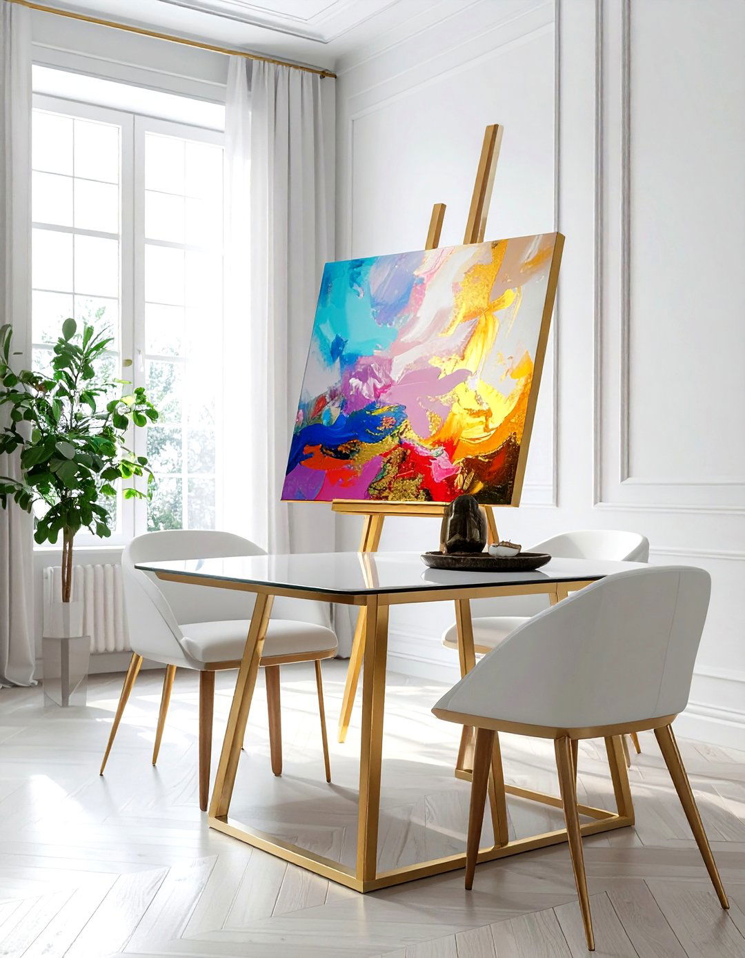 Brass Display Easel - 30 brass accent dining room ideas