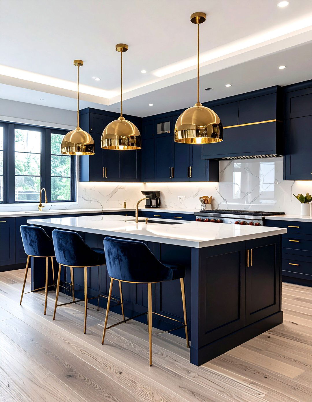 Brass Dome Pendant - 30 pendant light kitchen island ideas