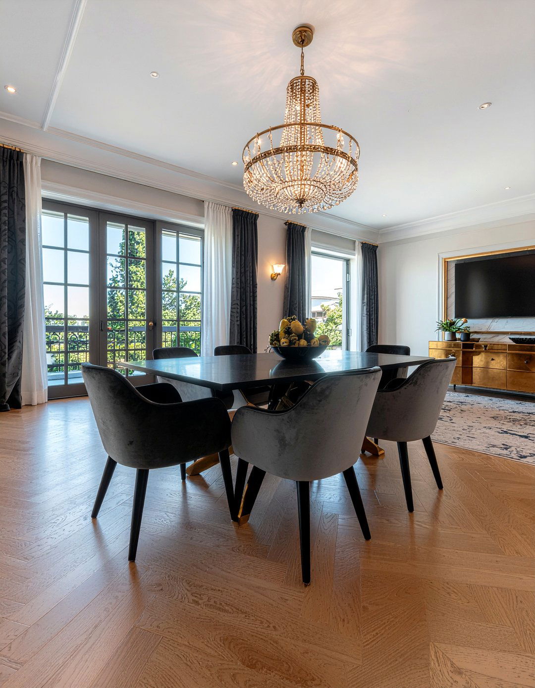 Brass Floor Inlay - 30 Hollywood regency dining room ideas