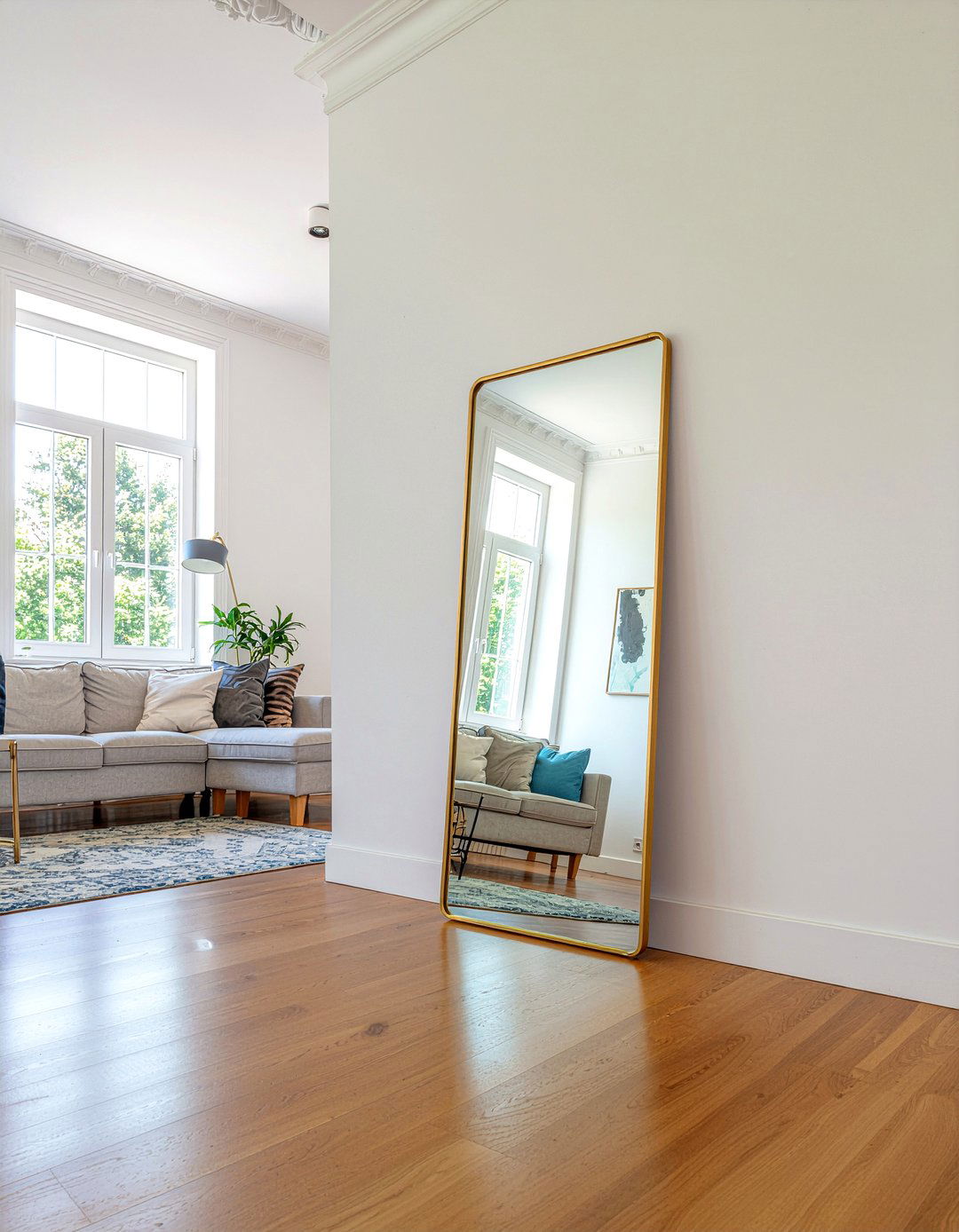 Brass Floor Mirror - 30 living room brass furniture ideas