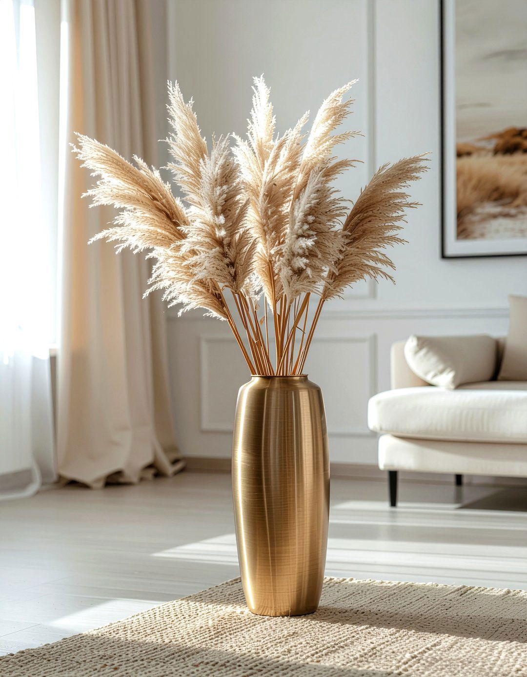 Brass Floor Vase - 30 brass accent living room ideas