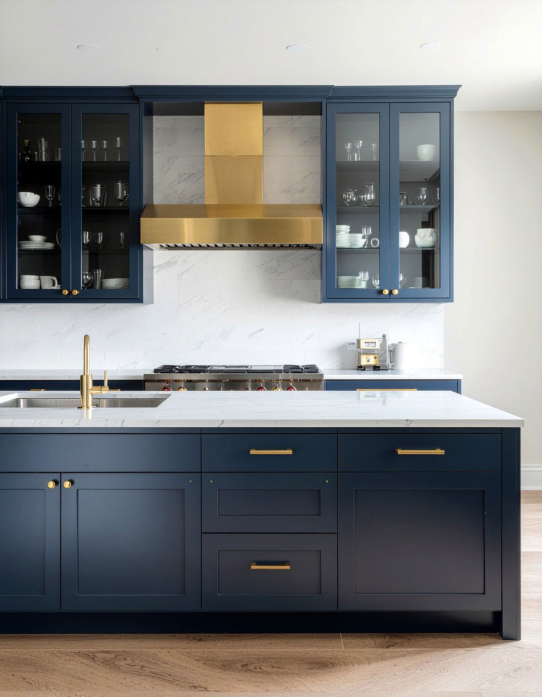 Brass Frame Glass Kitchen Cabinets - 30 glass front kitchen cabinet ideas