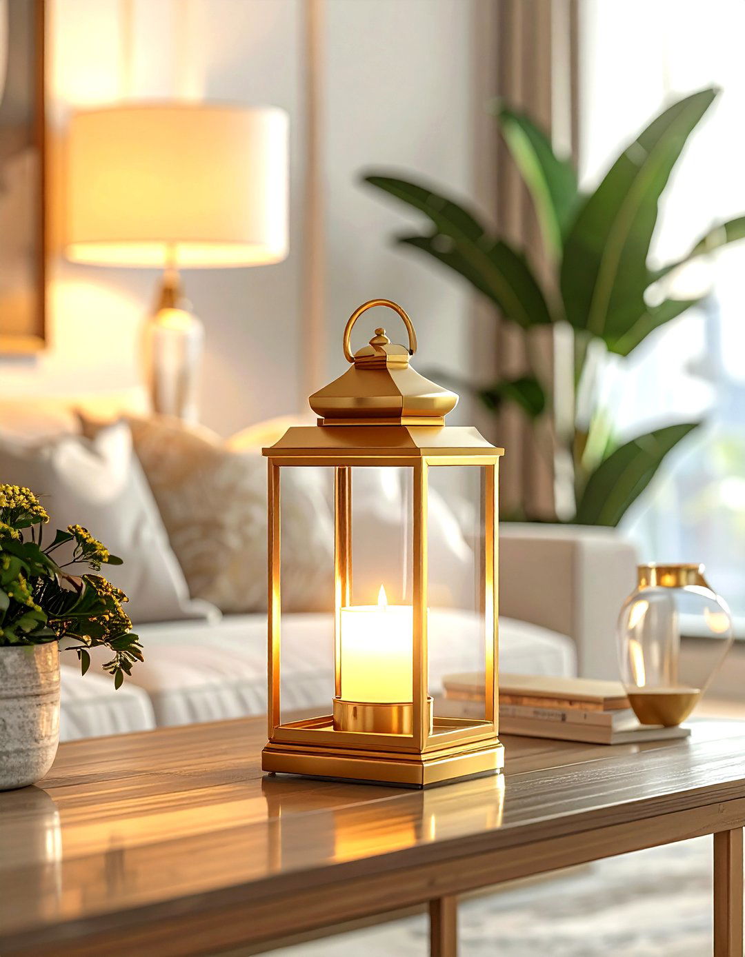 Brass Frame Glass Lantern - 30 living room candle lanterns