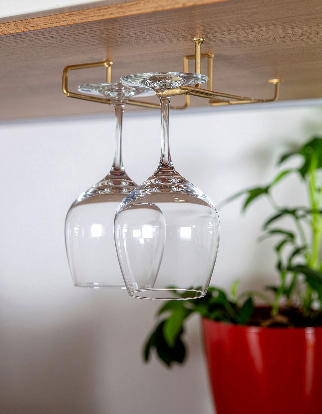 Brass Glassware Racks - 30 brass accent kitchen ideas