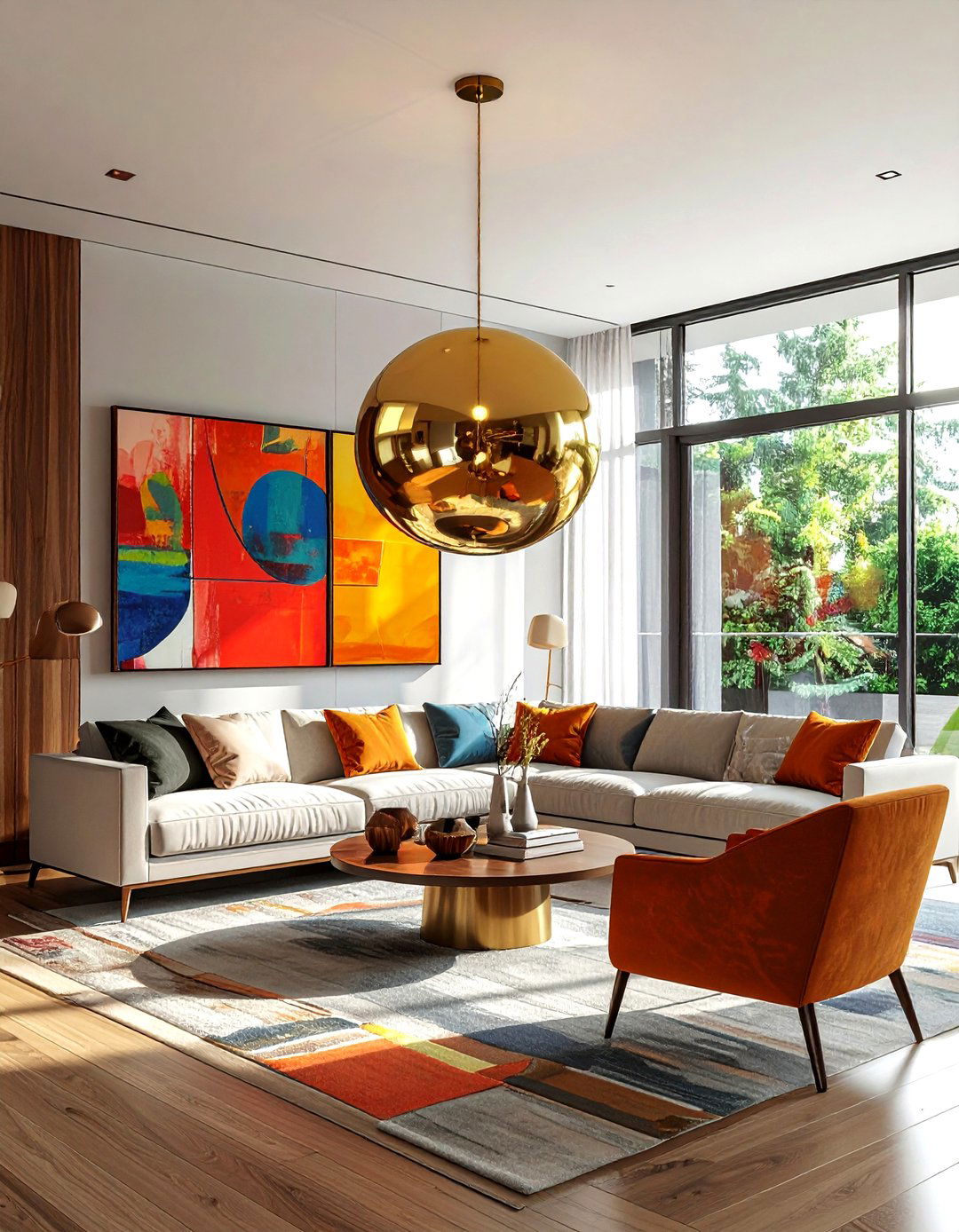 Brass Globe Chandelier - 30 living room chandelier ideas