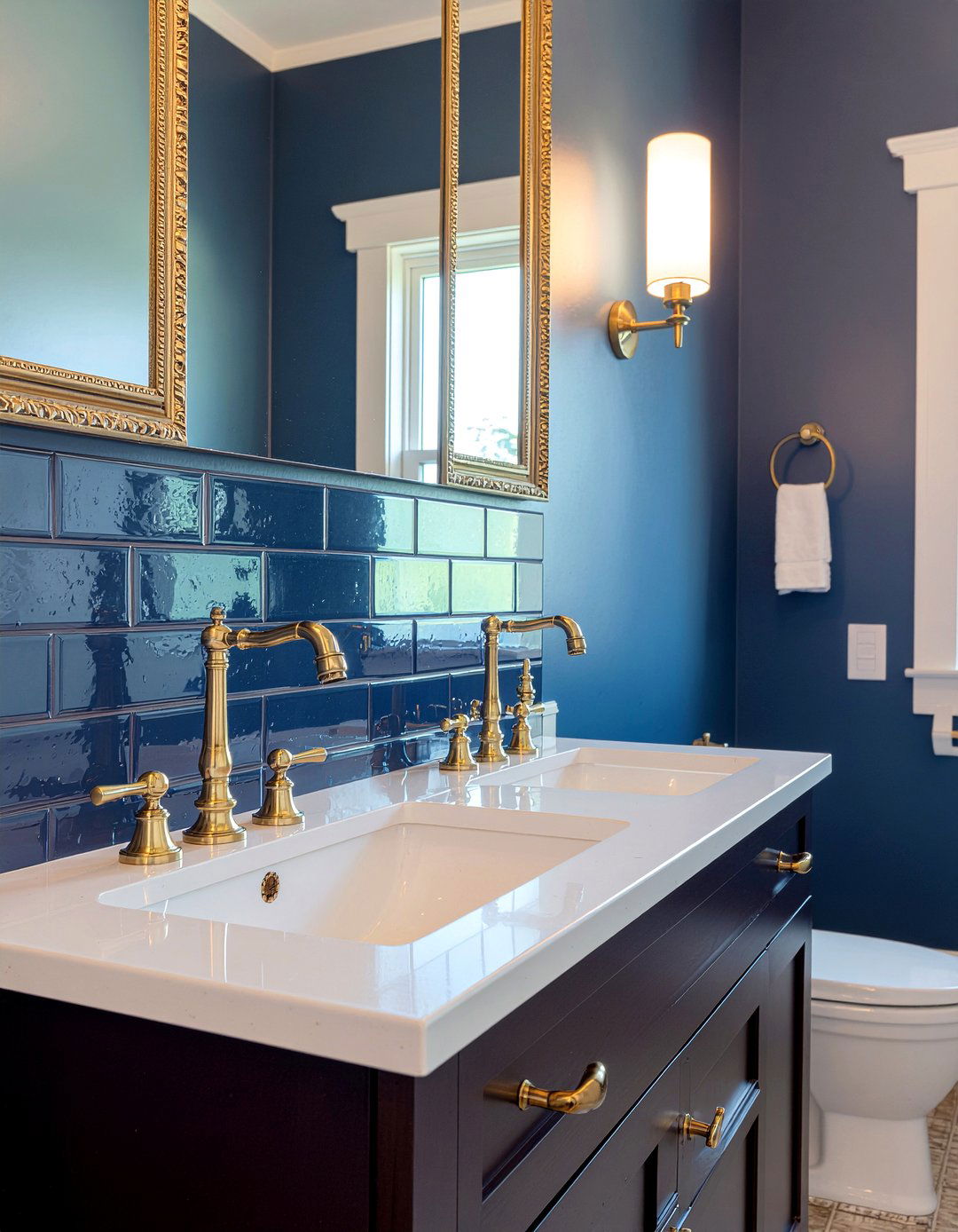 Brass Hardware - 30 narrow bathroom ideas