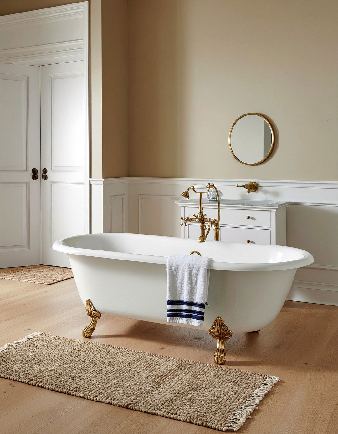 Brass Hardware Accents - 30 bathroom tub accent ideas