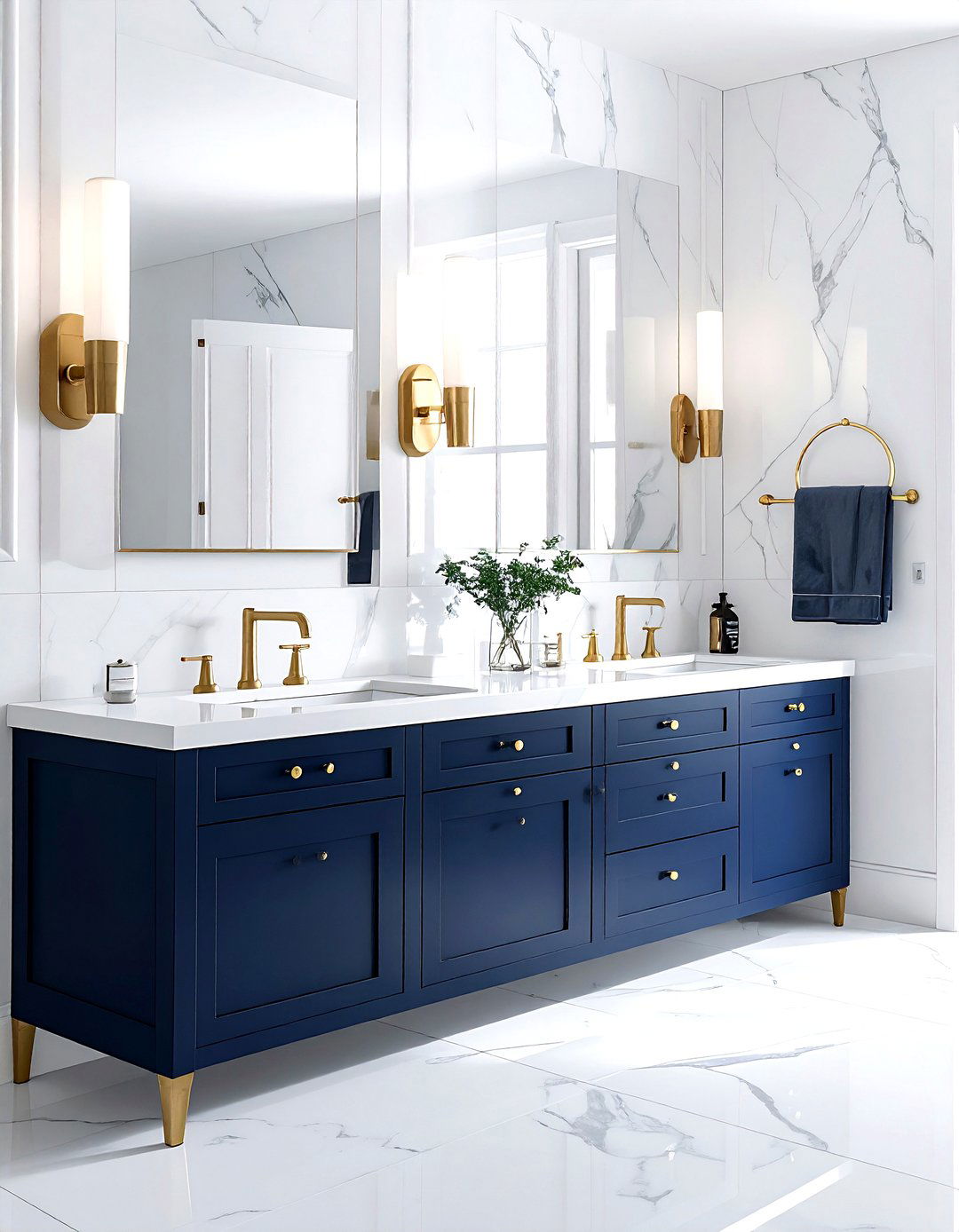 Brass Hardware Bathroom - 30 mid-century modern bathroom ideas