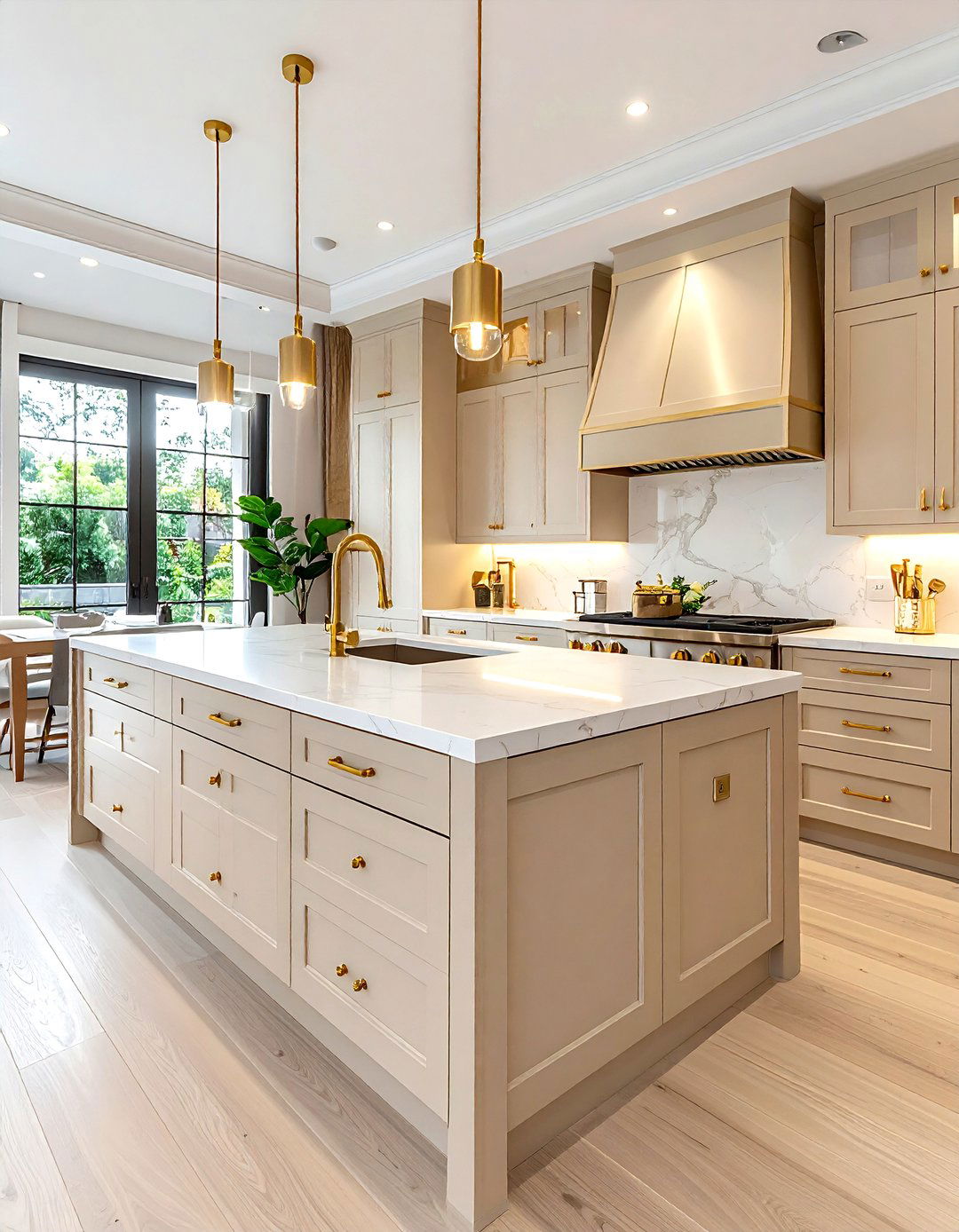 Brass Hardware Beige Kitchen - 30 beige kitchen decor ideas