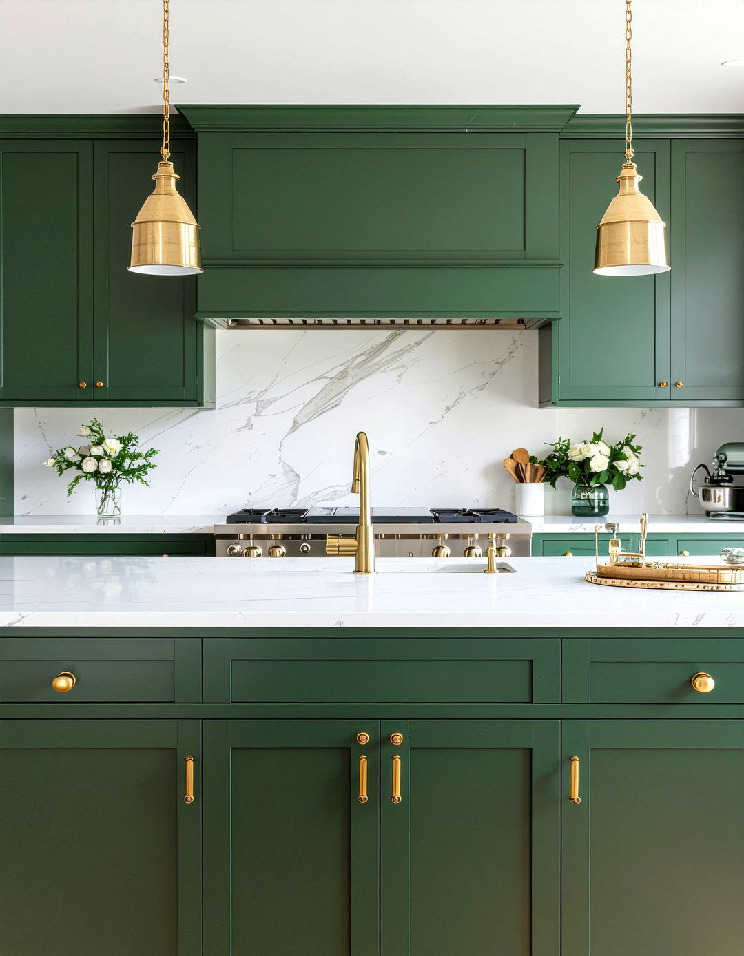 Brass Hardware Green Cabinets - 30 green kitchen ideas