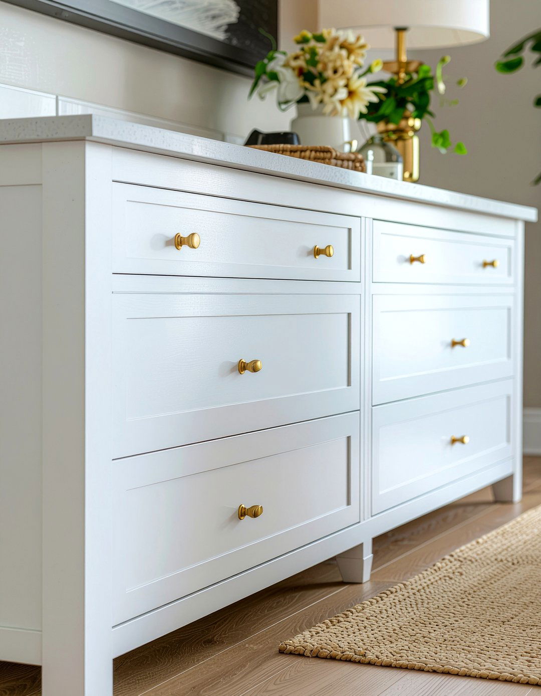 Brass Hardware With Budget Cabinetry - 30 dining room high-low mixing ideas