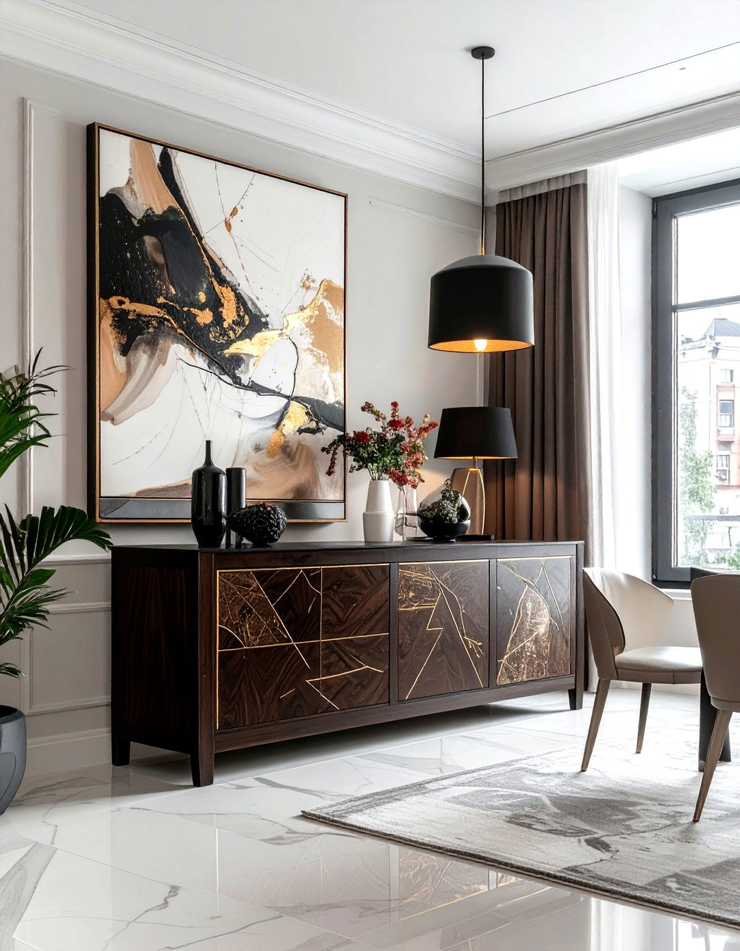 Brass Inlay Credenza - 30 living room luxury furniture ideas