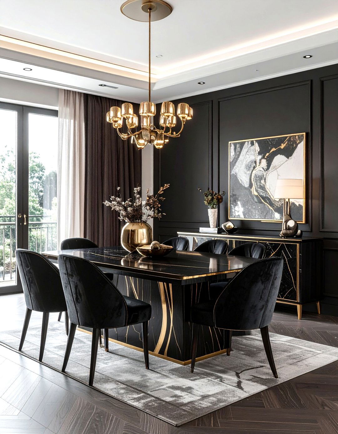 Brass Inlay Sideboard - 30 modern buffet dining room ideas