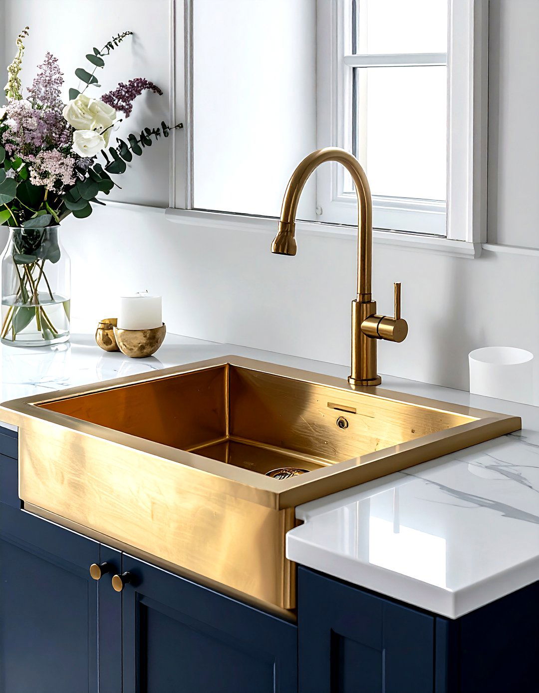 Brass Integrated Sink - 30 integrated sink kitchen ideas