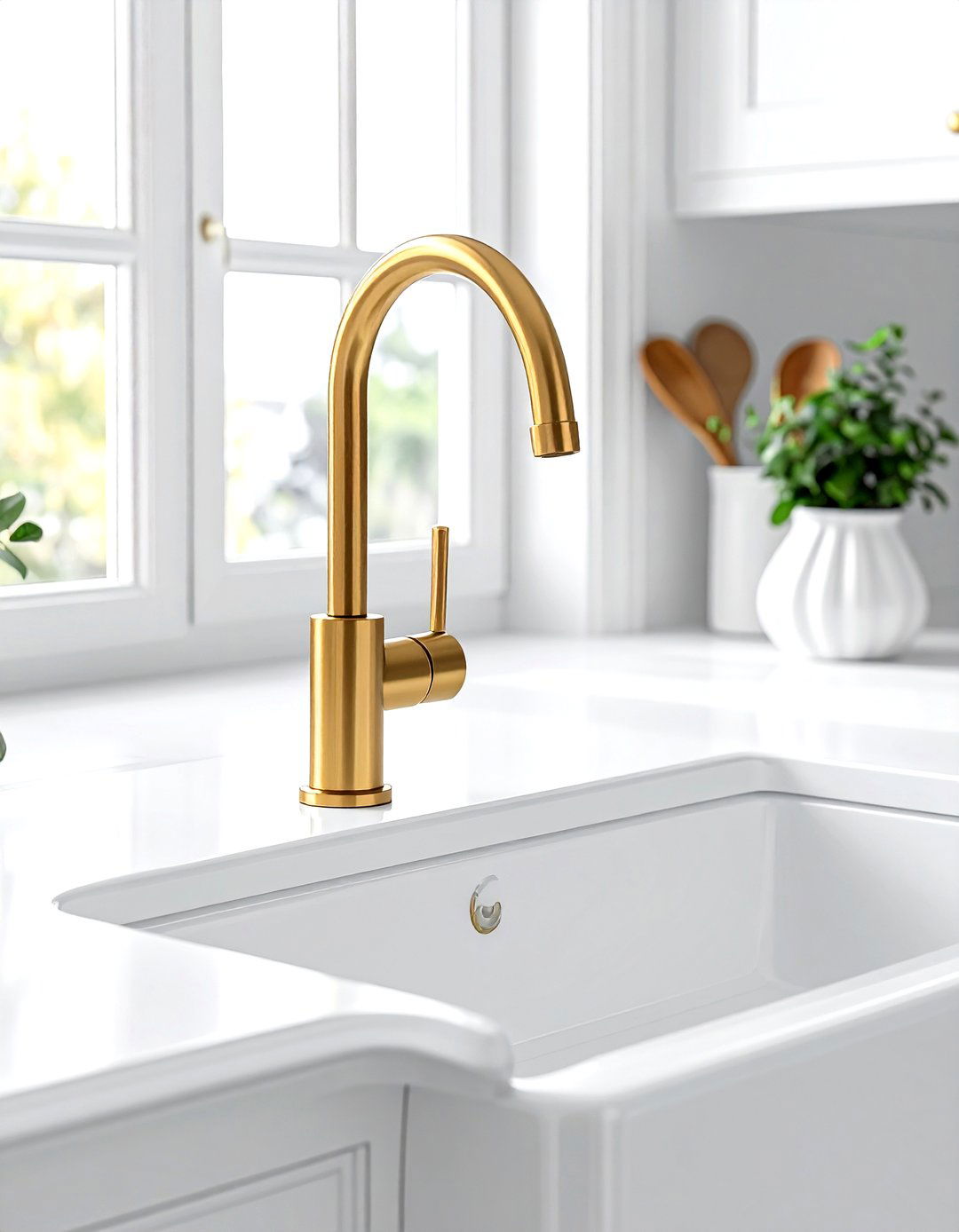 Brass Kitchen Faucet - 30 kitchen charm ideas